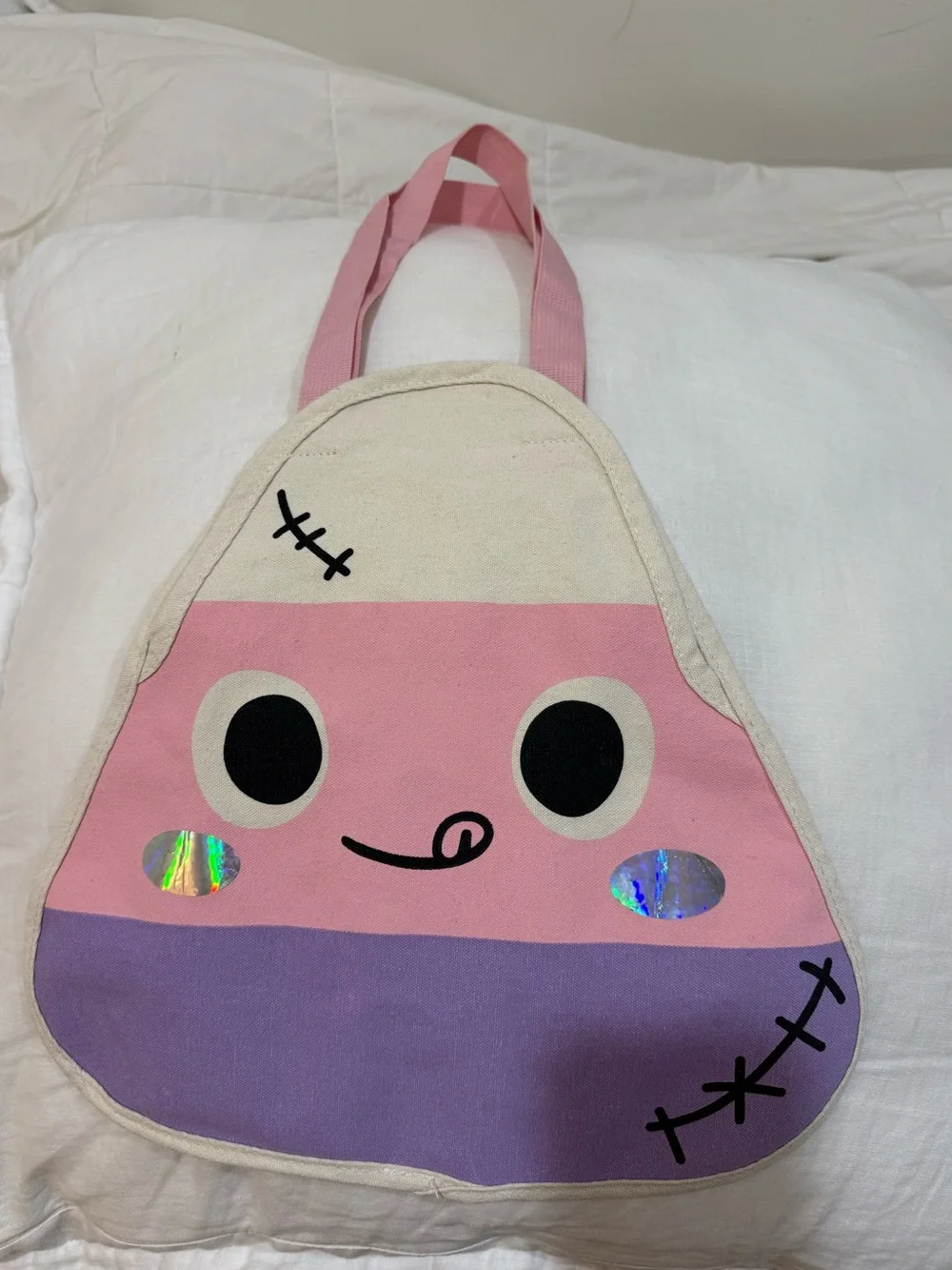 Halloween Trick or Treat Kids Cute Candy Corn Tote Bag - Pink & Purple NWOT